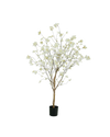 Elegante crème kunst bloesemboom van 180 cm op een authentieke houten stam voor een luxe interieur.