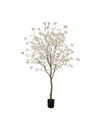 Elegante roze kunst bloesemboom van 220 cm op een authentieke houten stam voor een luxe interieur.