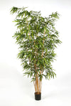 Indrukwekkende grote kunst Oosterse bamboe van 300 cm met brede bladeren en echte bamboestokken voor een luxe en botanische sfeer.